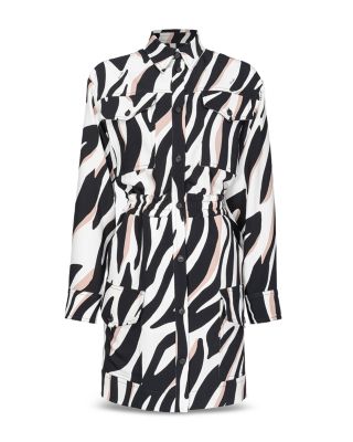 PINKO - Mini Utility Zebra Print Shirt Dress