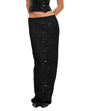 Lioness She's All That Sequined Maxi Skirt In Onyx