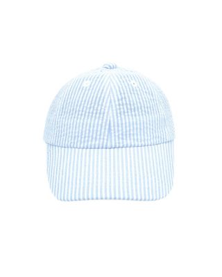 Bits & Bows - Boys' Baseball Hat in Blue Seersucker - Baby