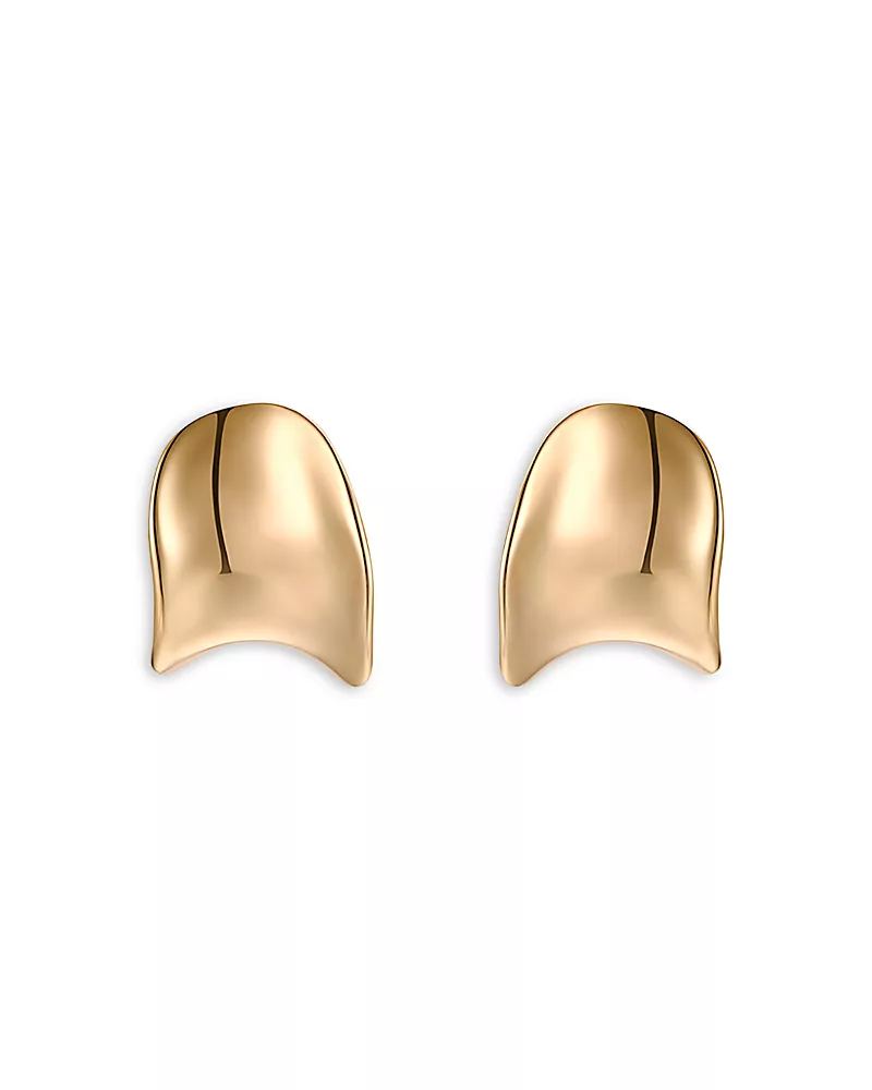 Ettika Curved Stud Earrings in 18K Gold Plated or Rhodium Plated