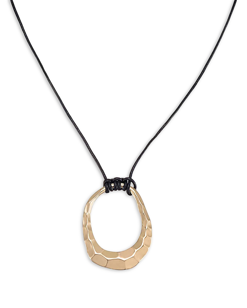 Ettika Hammered Golden Loop Pendant 18k Gold Plated Necklace In Gold/black