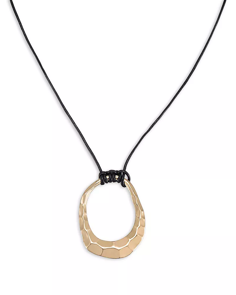 Ettika Hammered Loop Pendant Necklace in 18K Gold Plated, 24