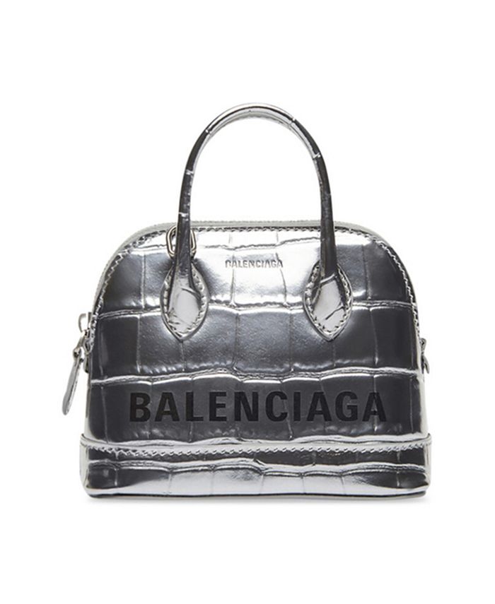 Balenciaga Ville Mini Handbag Metallized Crocodile Embossed ...