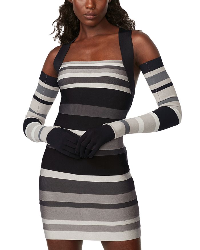 Herv L ger Striped Bandage Mini Dress Bloomingdale s