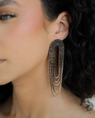 Draped Arc Fringe Earrings in 18K Gold Plated 