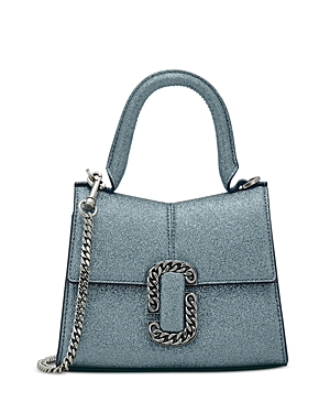 Marc Jacobs The Galactic Glitter St. Marc Mini Top Handle Convertible Crossbody In Silver/antique Silver