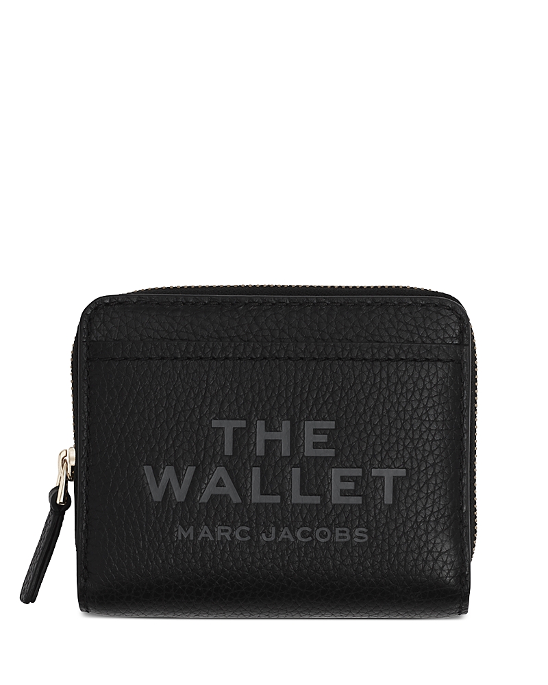 Marc Jacobs Women The Leather Mini Compact Wallet In Black/gold