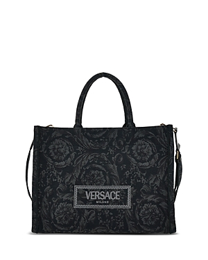 Shop Versace Athena Large Tote In Black/black