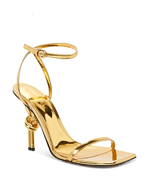 Shop Bottega Veneta Women's High Heel Knot Sandals In Oro