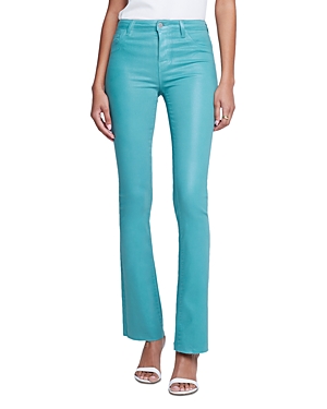 Shop L Agence L'agence Ruth High Rise Straight Jeans In Green