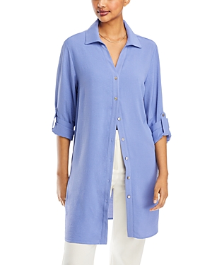 Status By Chenault Roll Tab Button Front Duster Shirt In Cornflower