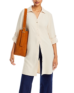Status By Chenault Roll Tab Button Front Duster Shirt In Sand