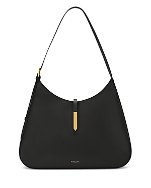 Shop Demellier London Midi Tokyo Leather Shoulder Bag In Black/gold