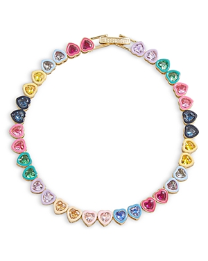 Kali Multicolor Crystal Heart Flex Bracelet in Gold Tone