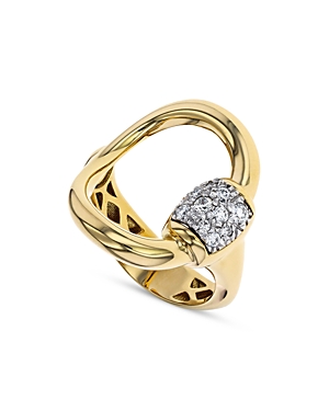 Alberto Milani 18k Yellow Gold Via Caneva Diamond Horsebit Ring