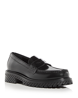 Off-white Leather Penny Loafers In Black