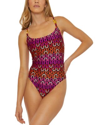 Trina Turk - Echo Printed Scoop Neck One Piece Swimsuit