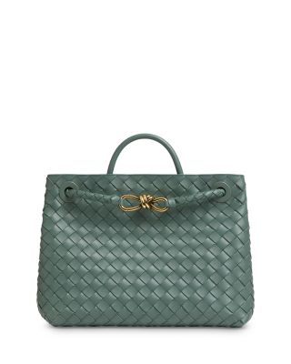 Bottega Veneta Andiamo Medium Woven Shoulder Bag In Green