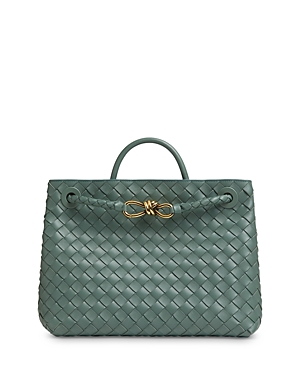 Bottega Veneta Andiamo Medium Woven Shoulder Bag In Green