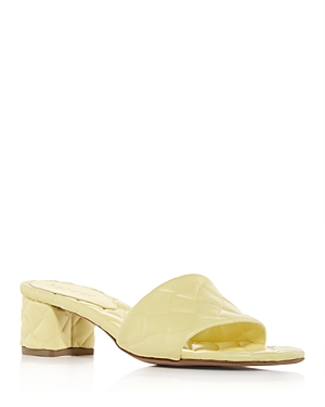 Shop Bottega Veneta Women's Amy Block Heel Slide Sandals In Limone