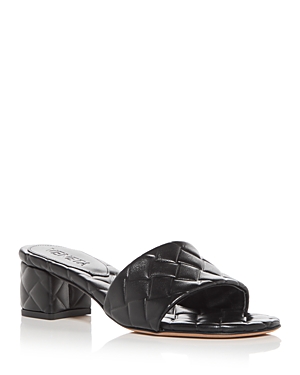 Shop Bottega Veneta Women's Amy Block Heel Slide Sandals In Nero