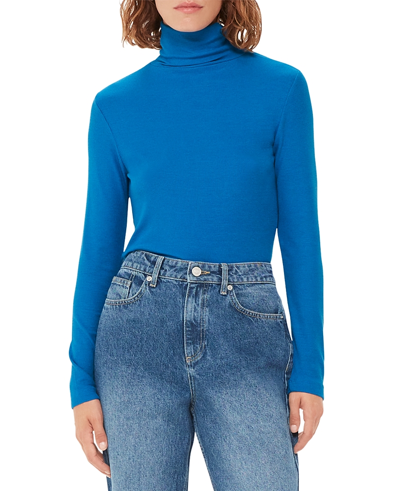 Whistles Womens Essential Ribbed Jersey Top In Cobalt Blue