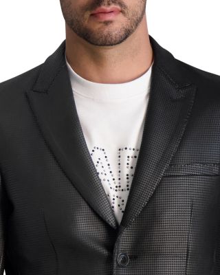 Glossy Textured Houndstooth Slim Fit Blazer 