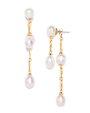 Aqua Paperclip Imitation Pearl Earrings - 100% Exclusive In White/gold