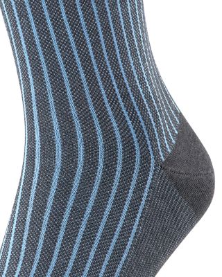 Mercerized Cotton & Nylon Two Tone Stripe Jacquard Dress Socks