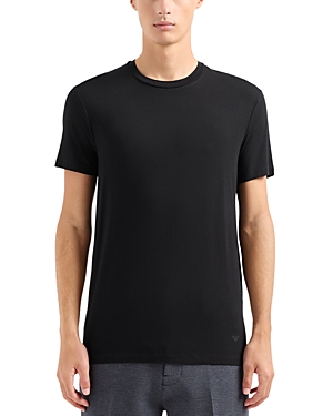Shop Emporio Armani Slim Fit Stretch Short Sleeve Logo Crewneck Tee In Black