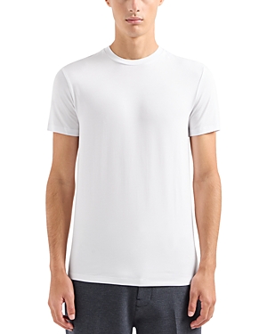 Emporio Armani Slim Fit Stretch Short Sleeve Logo Crewneck Tee In White