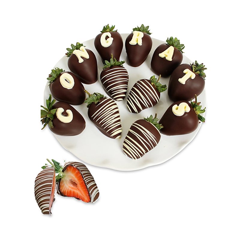 Chocolate Covered Company Premium Belgian Chocolate Covered Congrats Strawberries, 12 Piece In Brown