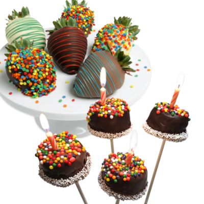 Chocolate Covered Company - Premium Belgian Chocolate Covered Celebration Strawberries & Brownie Bites, 10 Piece