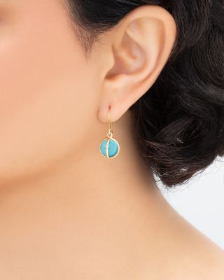 18K Yellow Gold Celeste Turquoise Drop Earrings 