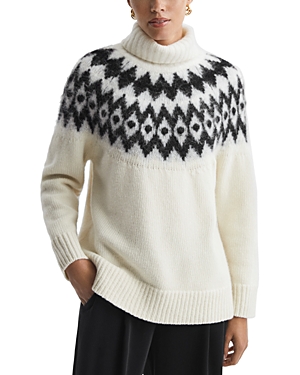 Reiss Amy Turtleneck Sweater In Cream/black