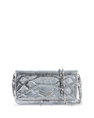 Zadig Voltaire Rock Quilted Metallic Leather Clutch Bloomingdale's