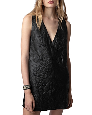 Shop Zadig & Voltaire Rasha Leather Dress In Noir