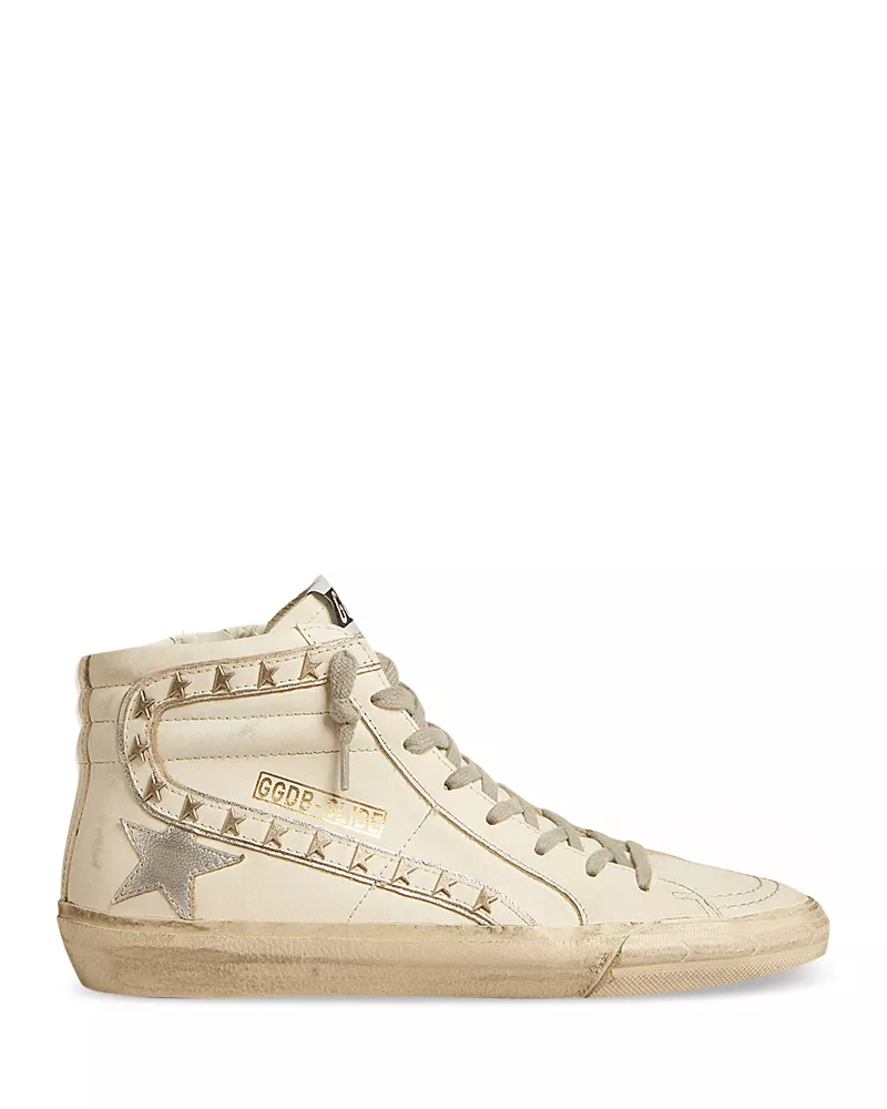 Golden Goose Women's Slide Studded Leather High Top Sneakers