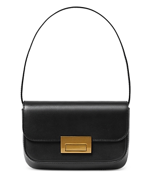 Loeffler Randall Stefania Baguette Leather Shoulder Bag In Black/gold