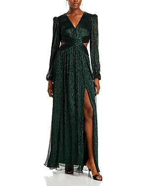 AQUA LONG CRINKLE CUT OUT MAXI DRESS - EXCLUSIVE
