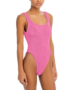 Hunza G Square Neck One Piece Swimsuit In Bubblegum