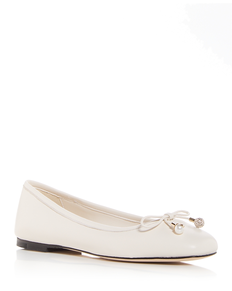 Jimmy Choo Elme Ballerina Leather Flats In Latte