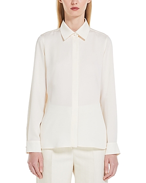 Max Mara Buttoned Long-sleeved Shirt In Ivory