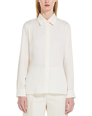 Shop Max Mara Filmato Silk Shirt In Ivory