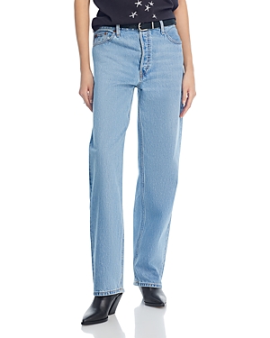 Shop Re/done High Rise Loose Straight Leg Jeans In Wasted Indigo