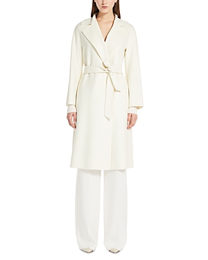 Shop Max Mara Studio Cles Belted Wrap Coat In Ivory