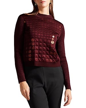 Ted Baker Trapped Sequin Sweater In Oxblood