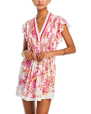 Shop Poupette St Barth Sasha Mini Dress - 100% Exclusive In Pink Macro