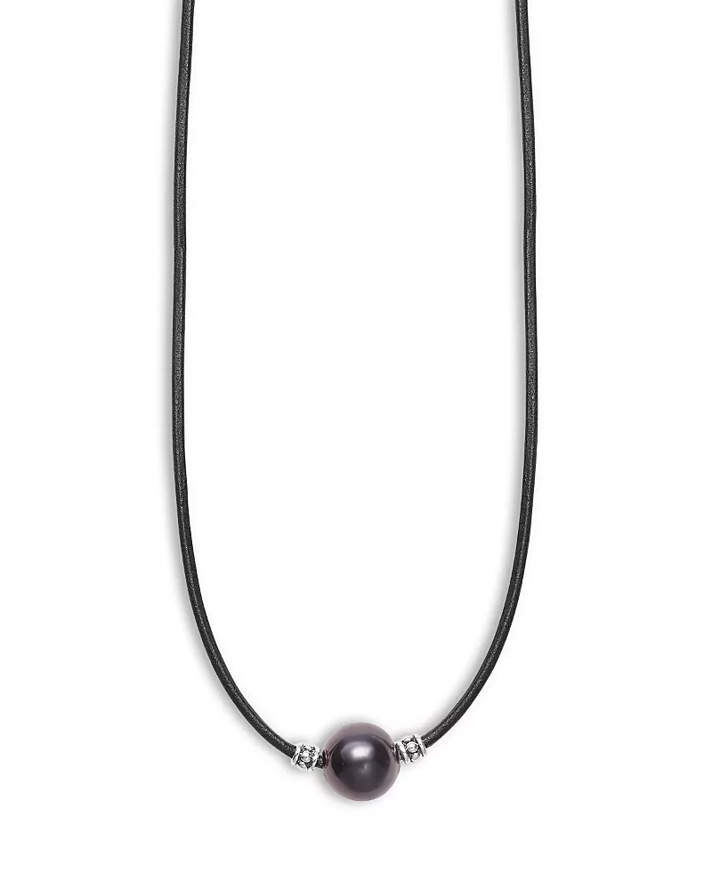 Lagos Men's Sterling Silver Anthem Black Tahitian Pearl Pendant Necklace, 20 - Exclusive