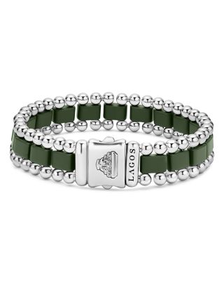 Men's Stainless Steel Anthem Hunter Green Ceramic Link Bracelet - Exclusive